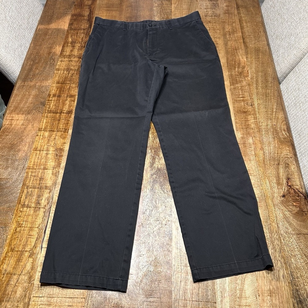David Taylor Chino Pants Mens 36x32 Black Straight Leg Cotton Twill Trousers